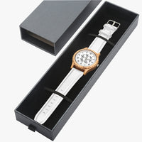 Dripwatch Imperial Pattern Italian Olive Leather Strap Wooden Watch