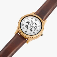 Dripwatch Imperial Pattern Italian Olive Leather Strap Wooden Watch