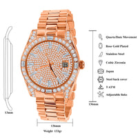 Rose Gold Iced Out Dial Watch