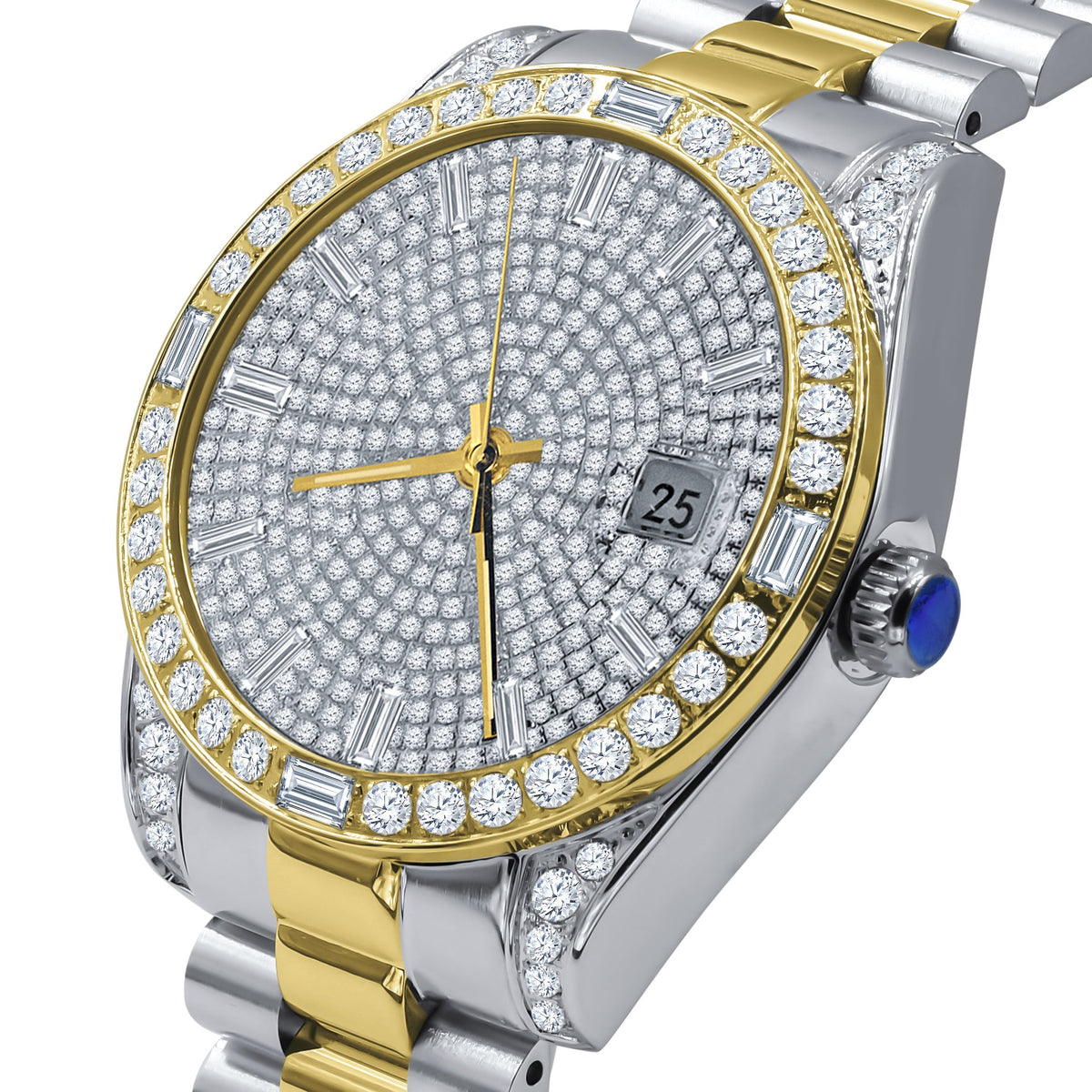 Two Tone Iced Out Dial Watch