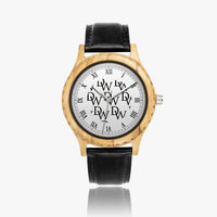 Dripwatch Imperial Pattern Italian Olive Leather Strap Wooden Watch