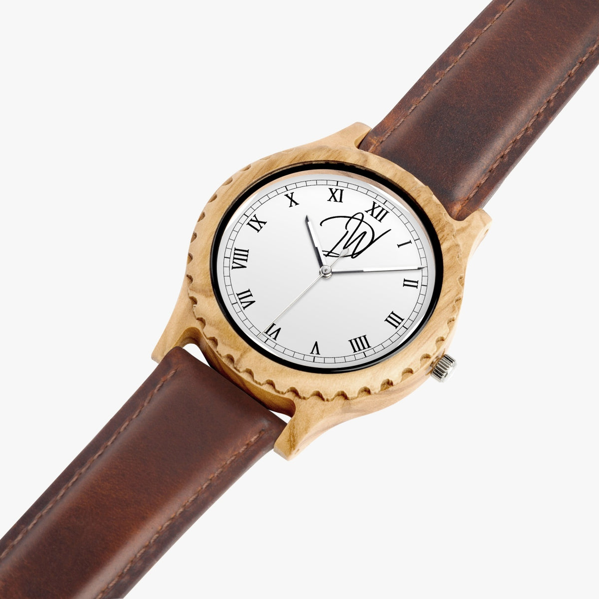 Dripwatch Italian Olive Leather Strap Wooden Watch