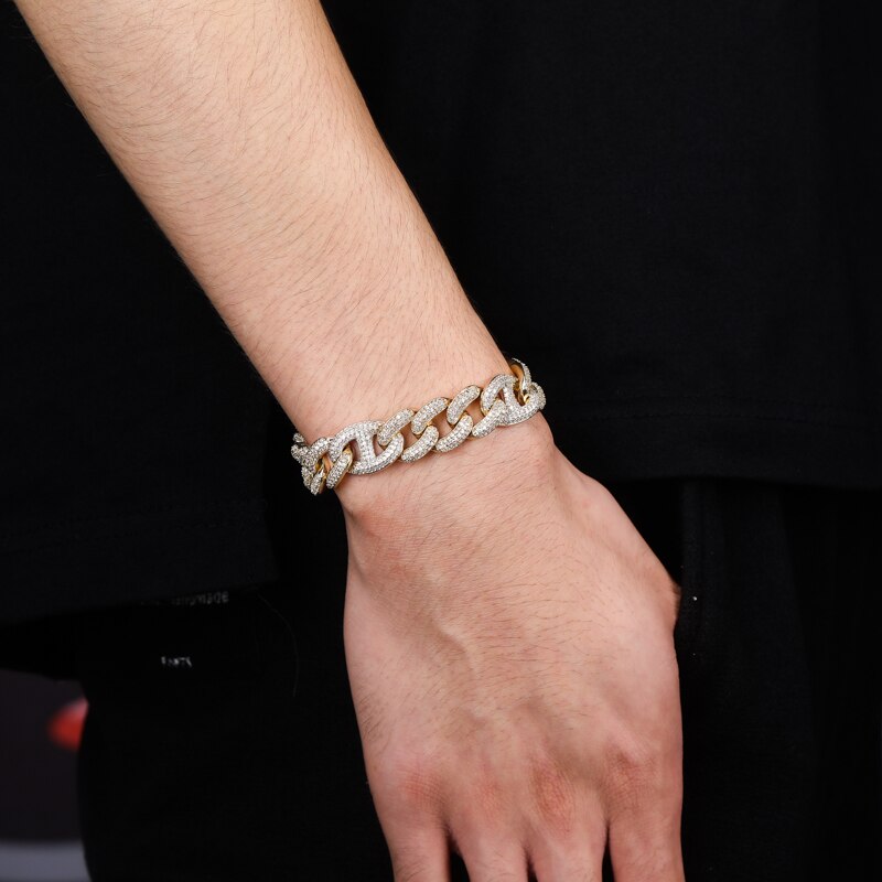 14MM ICED OUT GUCCI LINK BRACELET