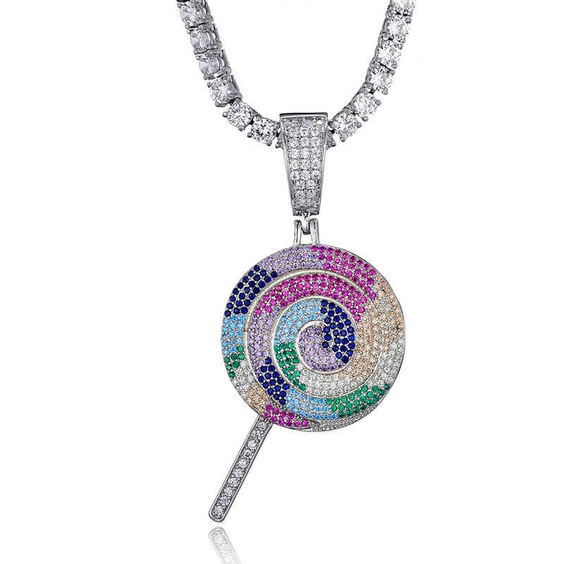 Iced Out Multicolor Lollipop Pendant