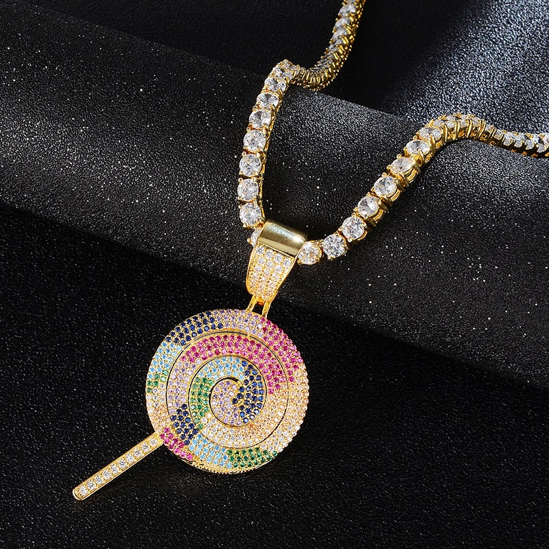 Iced Out Multicolor Lollipop Pendant