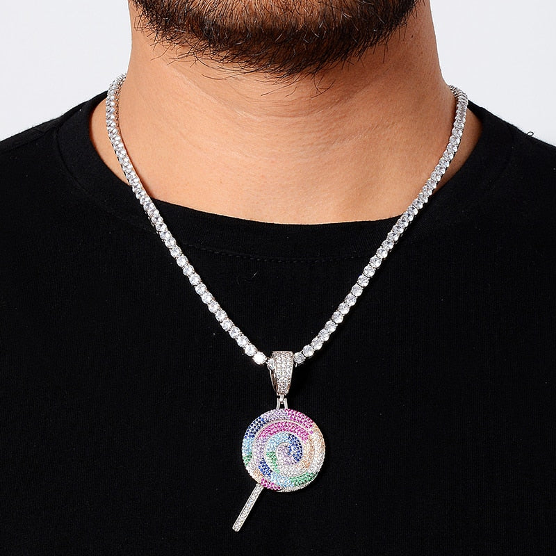 Iced Out Multicolor Lollipop Pendant