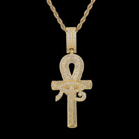 Iced Out Horus Eye Ankh Cross