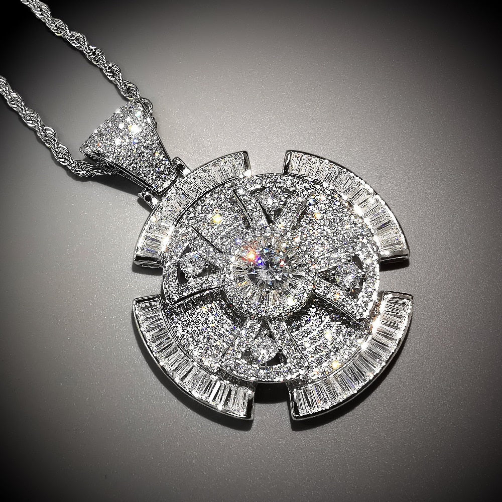 Iced Out Spinner Cross Pendant