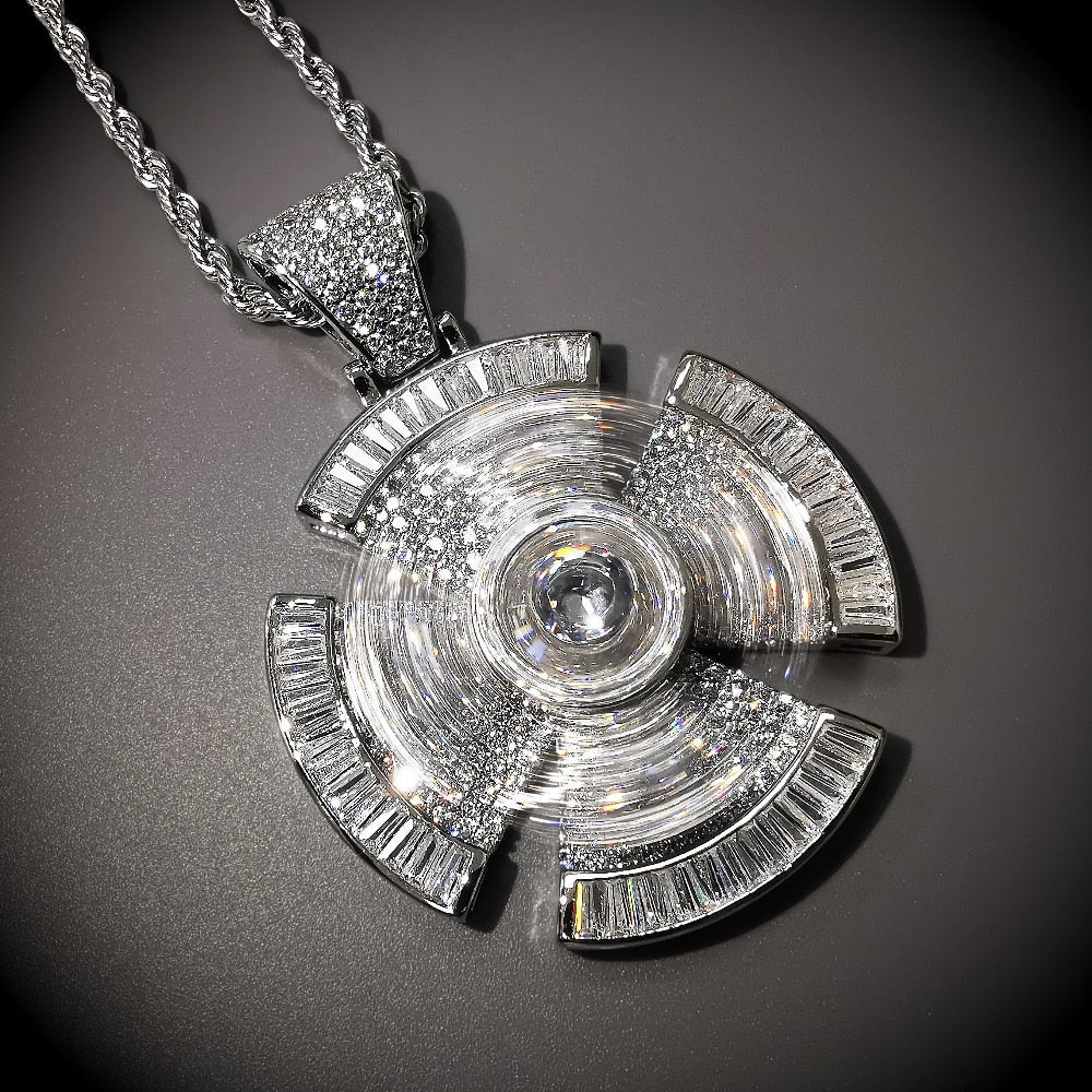 Iced Out Spinner Cross Pendant