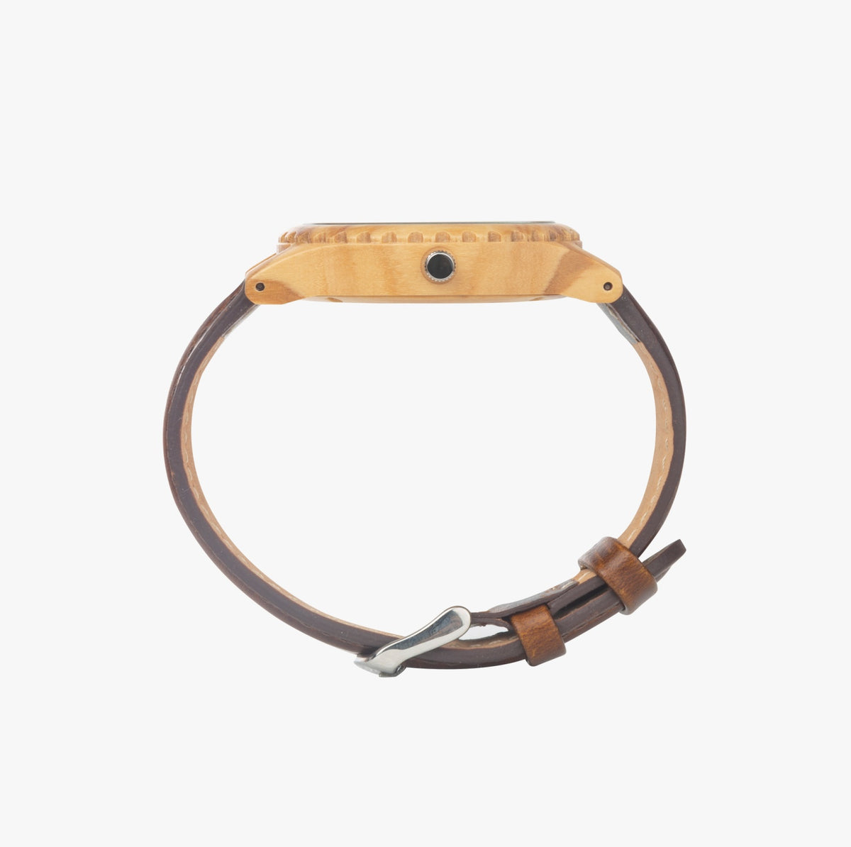 Dripwatch Italian Olive Leather Strap Wooden Watch
