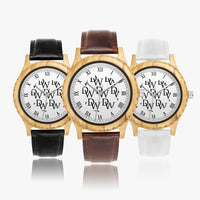 Dripwatch Imperial Pattern Italian Olive Leather Strap Wooden Watch