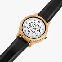 Dripwatch Imperial Pattern Italian Olive Leather Strap Wooden Watch