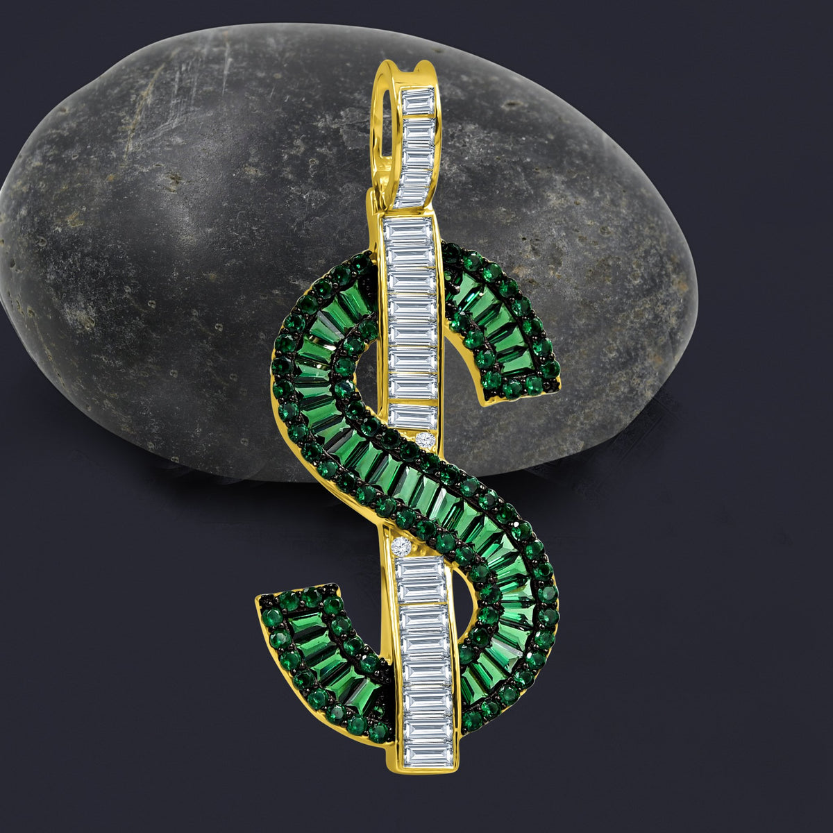 Green Baguette Dollar Pendant