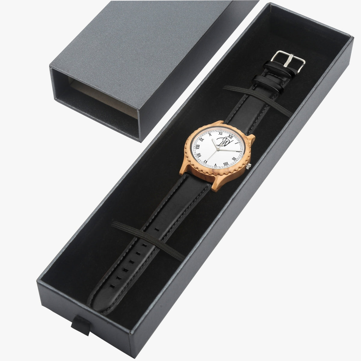 Dripwatch Italian Olive Leather Strap Wooden Watch