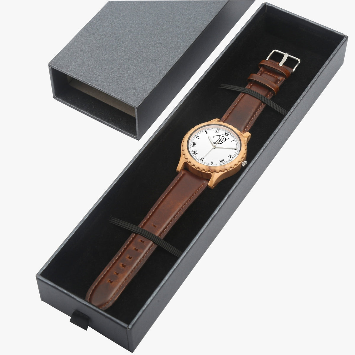 Dripwatch Italian Olive Leather Strap Wooden Watch