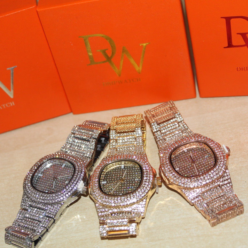 18K Gold VVS Iced Out Dripwatch