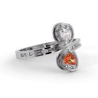 “Toi Et Moi” 18ct Gold Double Heart Baguette Diamond Ring