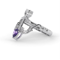 Solitaire Amethyst 18 Ct Gold Diamond Bow & Arrow Ring