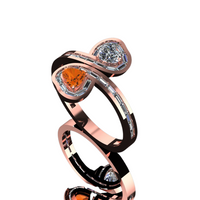 “Toi Et Moi” 18ct Gold Double Heart Baguette Diamond Ring
