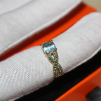 Solitaire Aquamarine 18 Ct Gold Diamond Infinity Ring