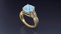 Solitaire Aquamarine 18 Ct Gold Diamond Infinity Ring