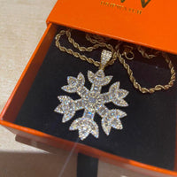 Iced Out Baguette Snowflake Pendant