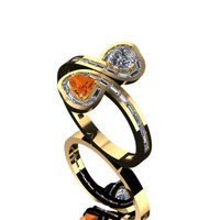 “Toi Et Moi” 18ct Gold Double Heart Baguette Diamond Ring