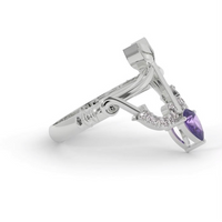 Solitaire Amethyst 18 Ct Gold Diamond Bow & Arrow Ring