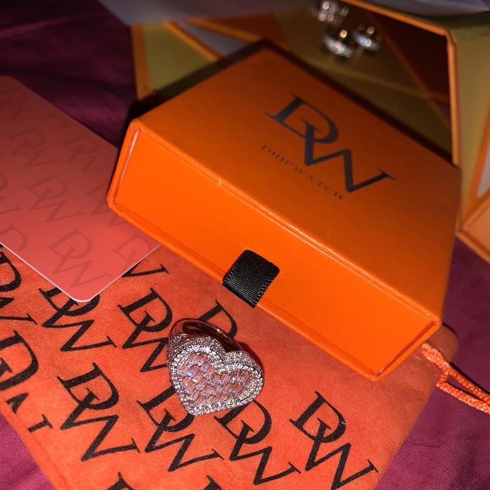 Dripwatch Iced Out Baguette Heart Rings
