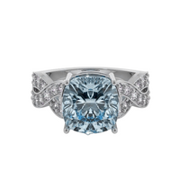 Solitaire Aquamarine 18 Ct Gold Diamond Infinity Ring