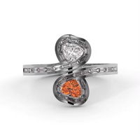 “Toi Et Moi” 18ct Gold Double Heart Baguette Diamond Ring