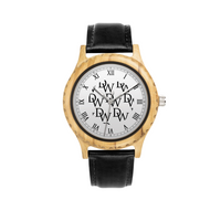 Dripwatch Imperial Pattern Italian Olive Leather Strap Wooden Watch