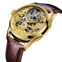 Tourbillon Skeleton Design Leather Luxury Mechanical Watch