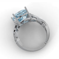 Solitaire Aquamarine 18 Ct Gold Diamond Infinity Ring