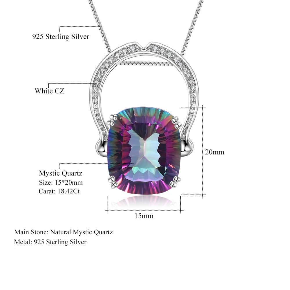 18.42CT Solitaire Mystic Quartz 925 Sterling Silver Necklace Pendant