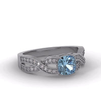 Solitaire Aquamarine 18 Ct Gold Diamond Infinity Ring