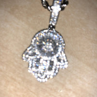 Iced Out Baguette Hamsa Palm Pendant