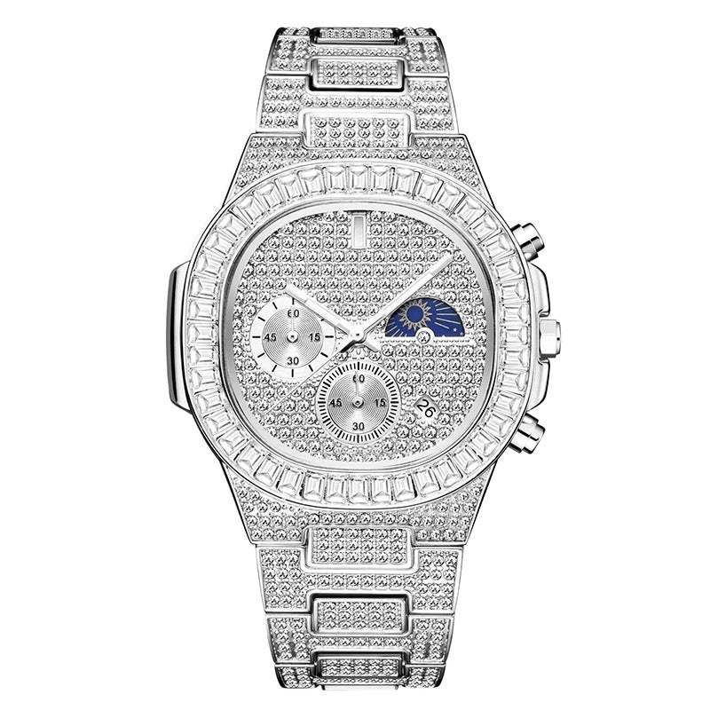 Iced Out Baguette Moonphase Dripwatch