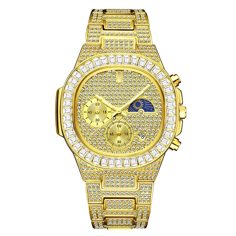 Iced Out Baguette Moonphase Dripwatch