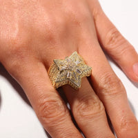 Iced Out Micro Pave Cube Star Ring 🌟