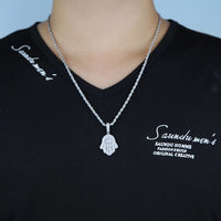 Iced Out Baguette Hamsa Palm Pendant