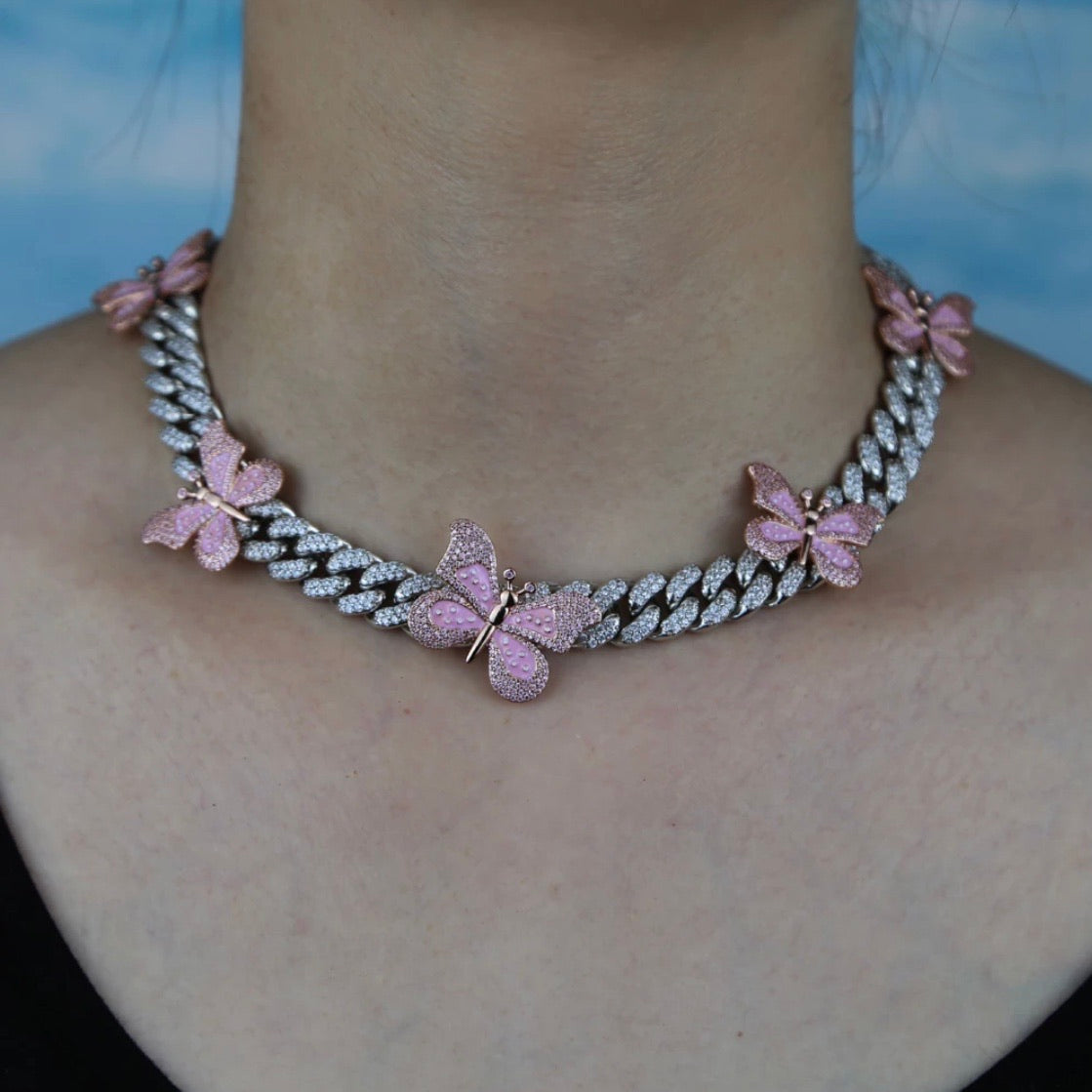 Iced Out Multicolor Butterfly Choker 🦋