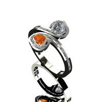 “Toi Et Moi” 18ct Gold Double Heart Baguette Diamond Ring