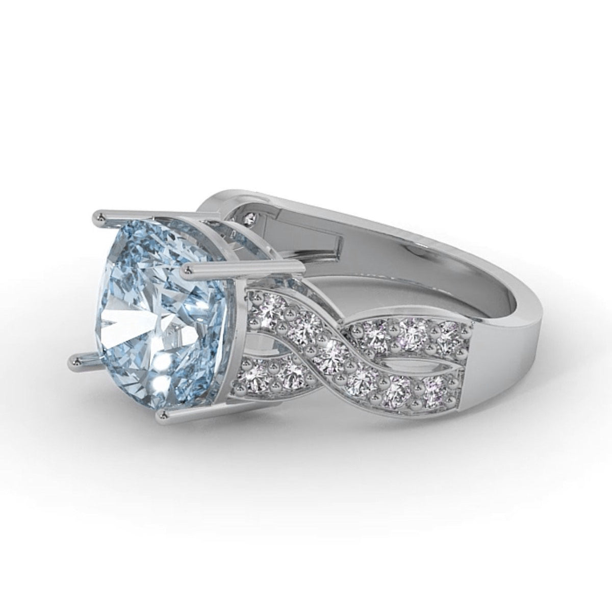 Solitaire Aquamarine 18 Ct Gold Diamond Infinity Ring