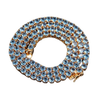 Iced Out Tennis Chain 4mm Necklace Pink & Blue