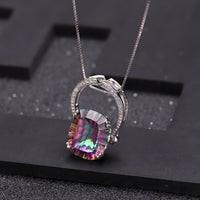 18.42CT Solitaire Mystic Quartz 925 Sterling Silver Necklace Pendant