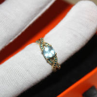 Solitaire Aquamarine 18 Ct Gold Diamond Infinity Ring