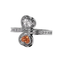 “Toi Et Moi” 18ct Gold Double Heart Baguette Diamond Ring