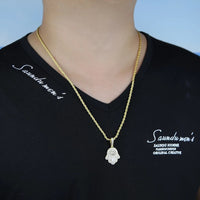Iced Out Baguette Hamsa Palm Pendant