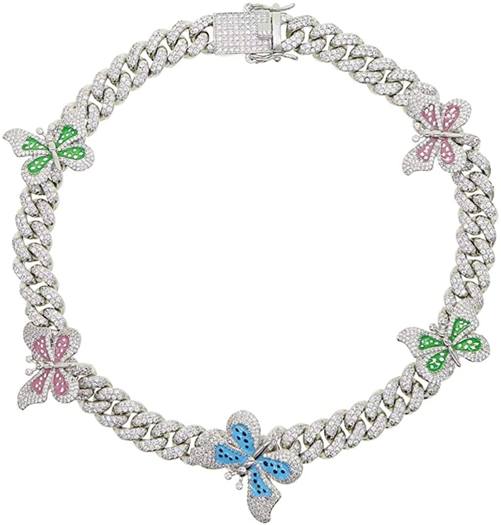Iced Out Multicolor Butterfly Choker 🦋